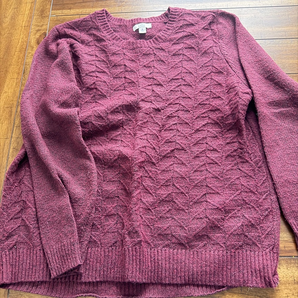 Women’s XL Croft & Barrow Cranberry Maroon patterned crew neck sweater